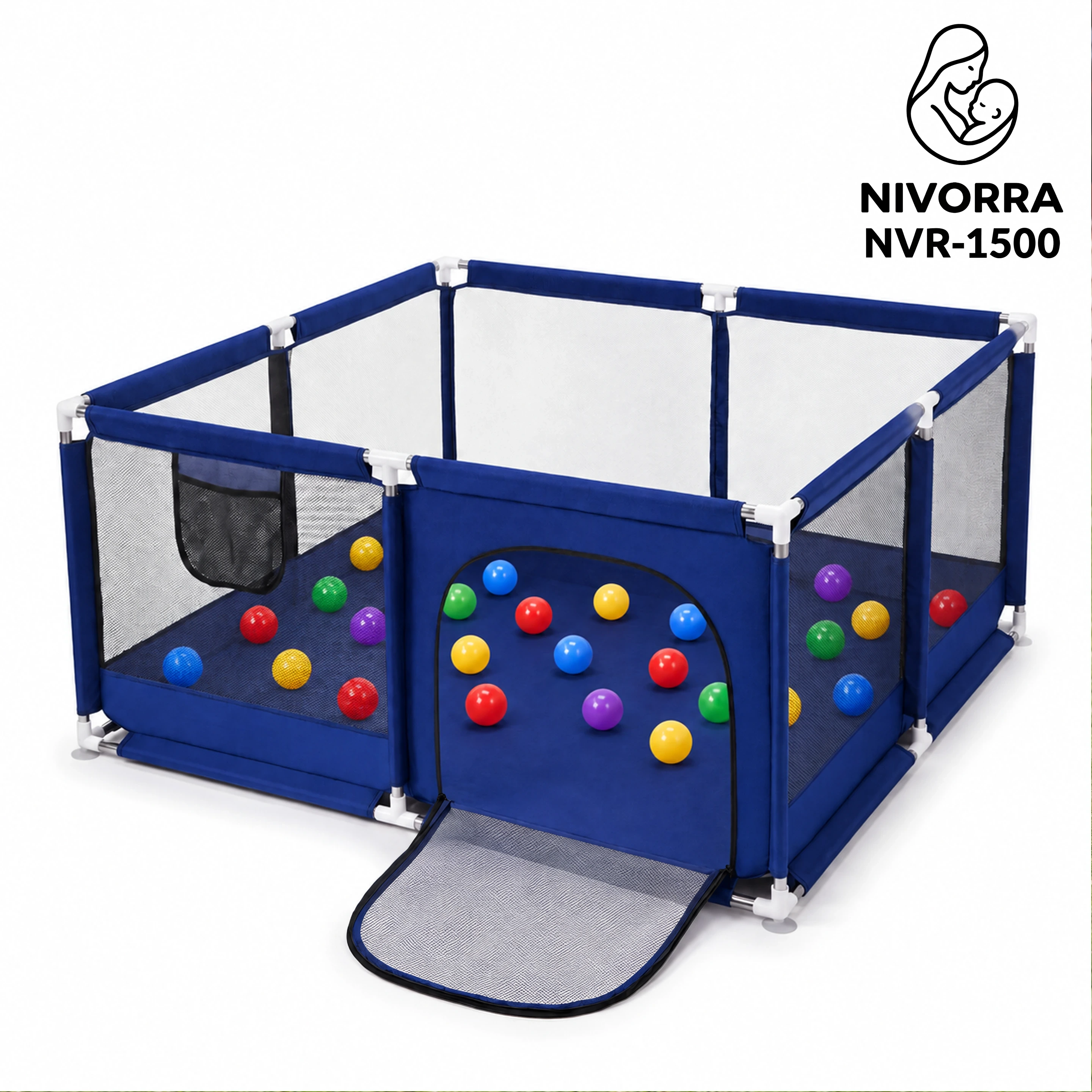 ساحة العاب للاطفال NIVORRA - NVR-1500 شكل مربع ب قوائم معدنية قوية - المقاس 150سم× 150سم ×60سم